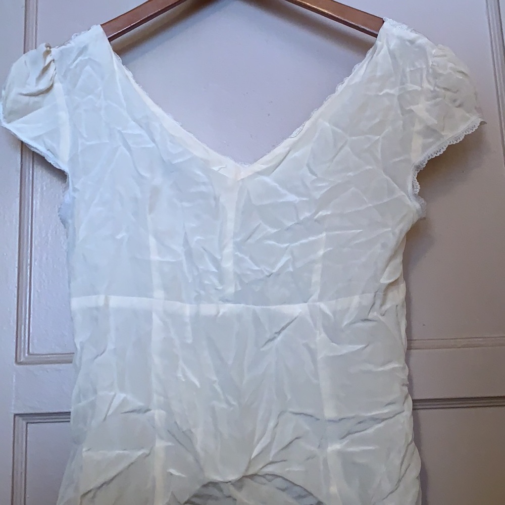 ANTHROPOLOGIE Nanette LEPORE SILK WHITE TOP BLOUSE SZ 8 FEMININE CLASSIC LACE - Picture 2 of 10